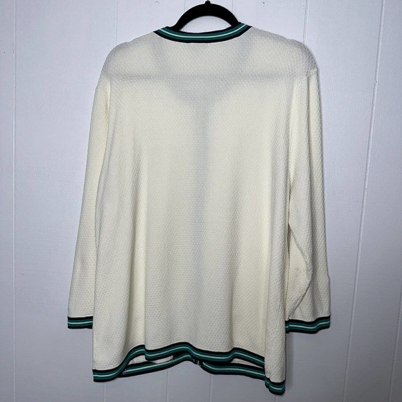 Talbots Women’s Waffle Knit Cardigan Sweater Ivory Cream Pearl Buttons Size XL - Picture 2 of 5